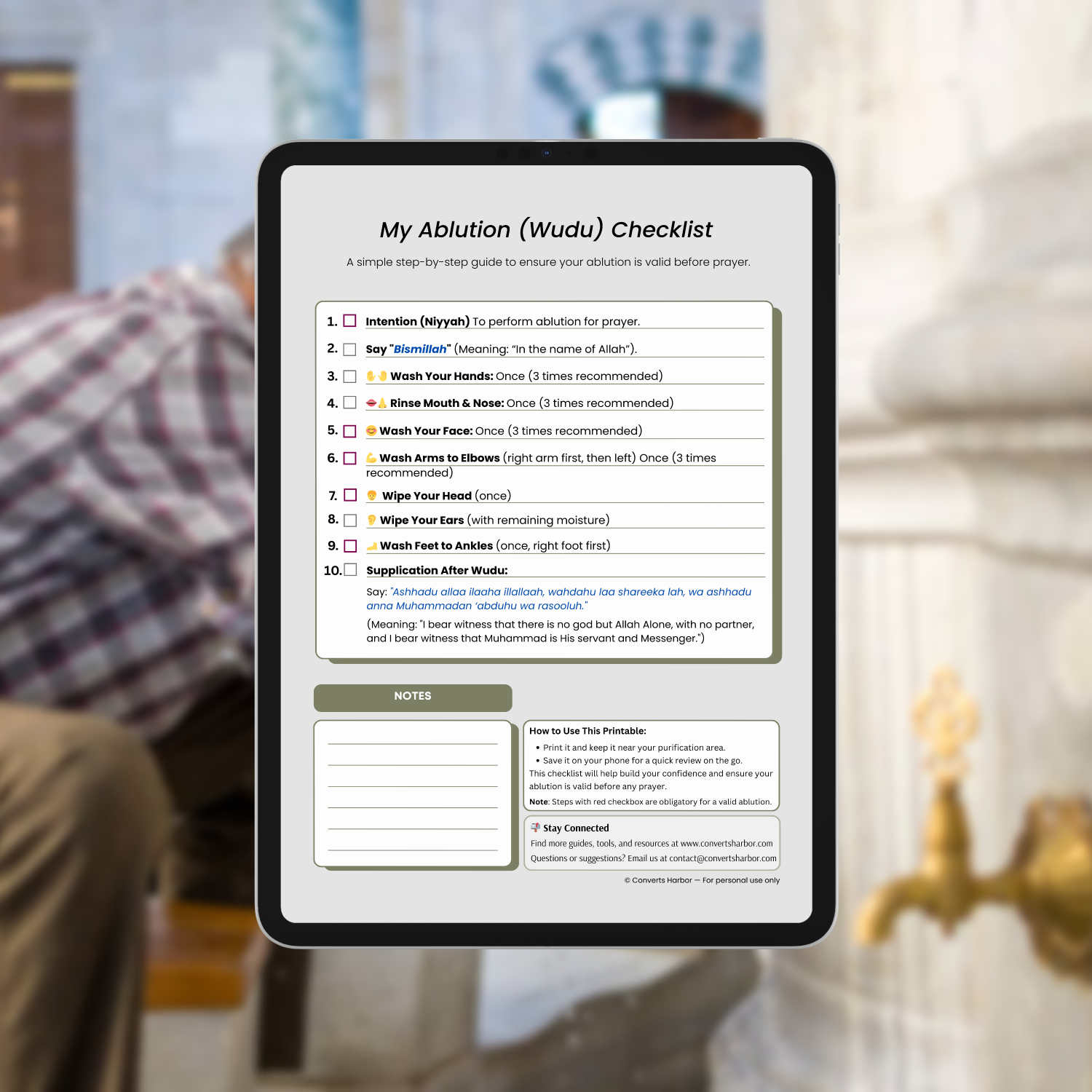 My Ablution (Wudu) Checklist